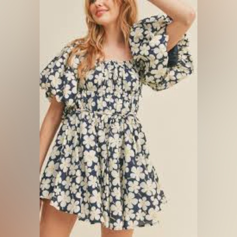 Altard State Navy and Cream Floral dress|